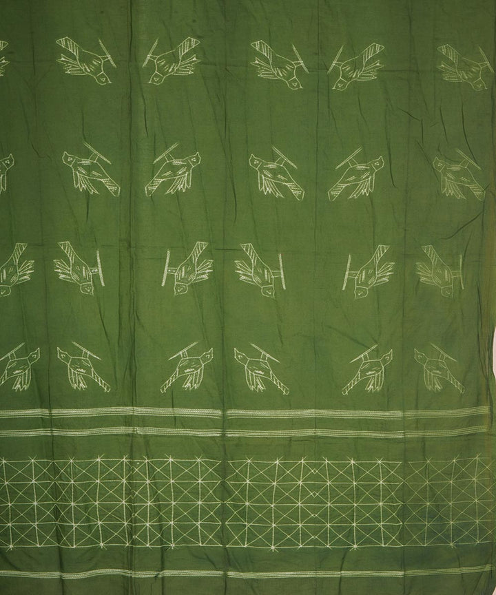 Dark green handcrafted cotton shibori dupatta