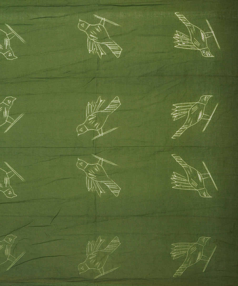 Dark green handcrafted cotton shibori dupatta