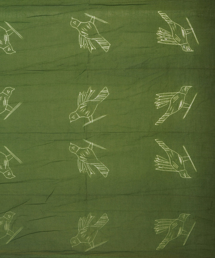 Dark green handcrafted cotton shibori dupatta