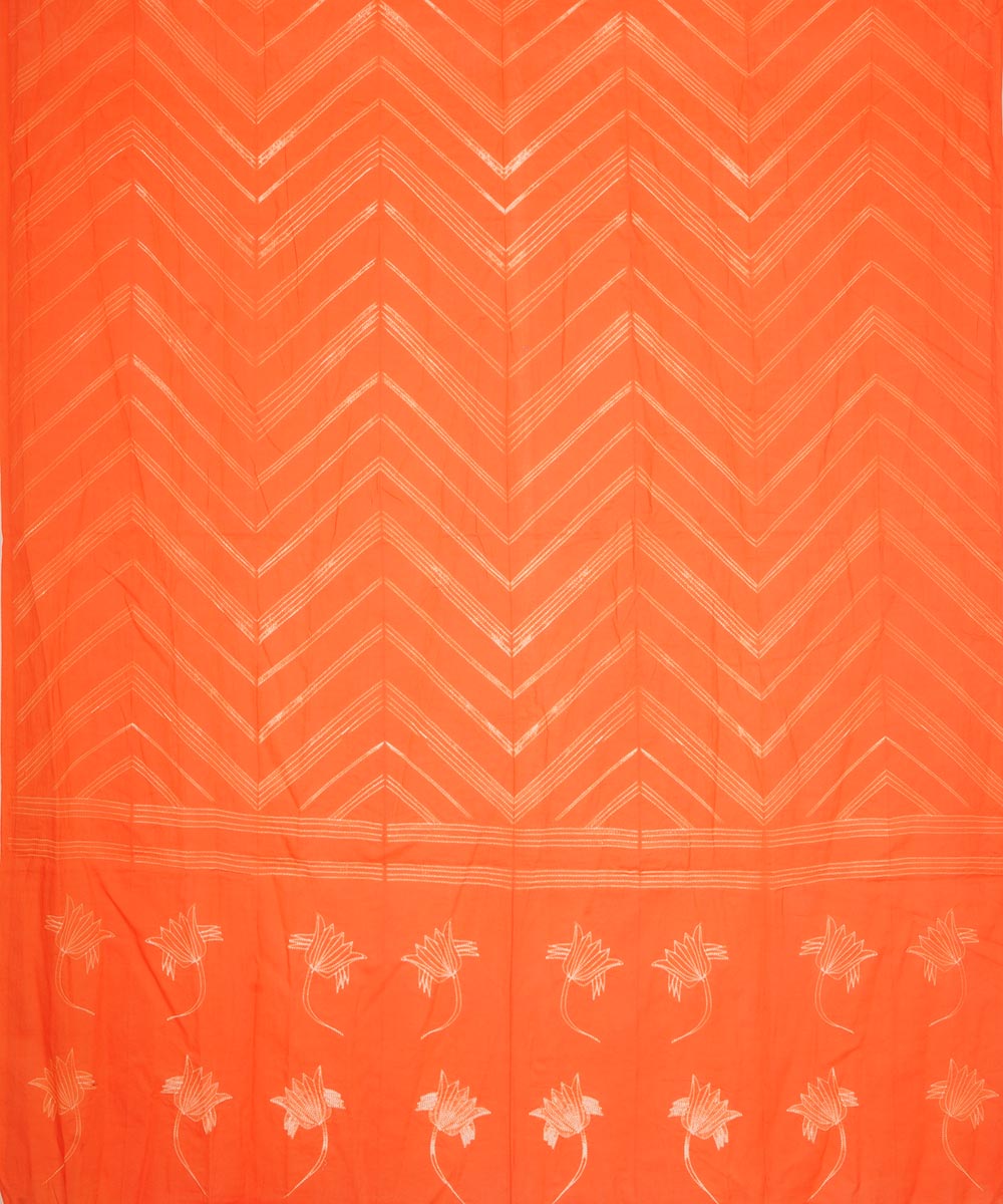 Orange handcrafted cotton shibori dupatta