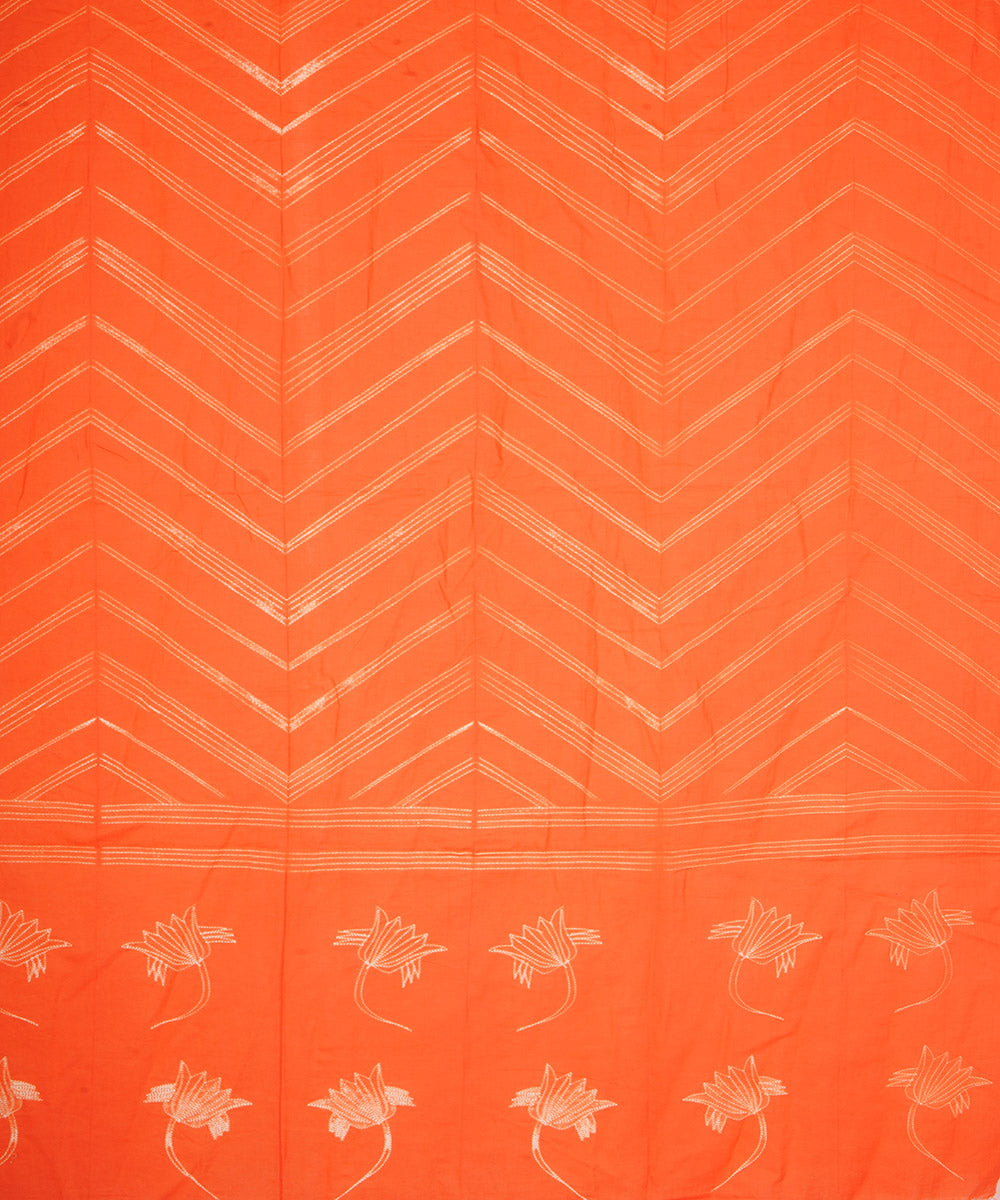 Orange handcrafted cotton shibori dupatta