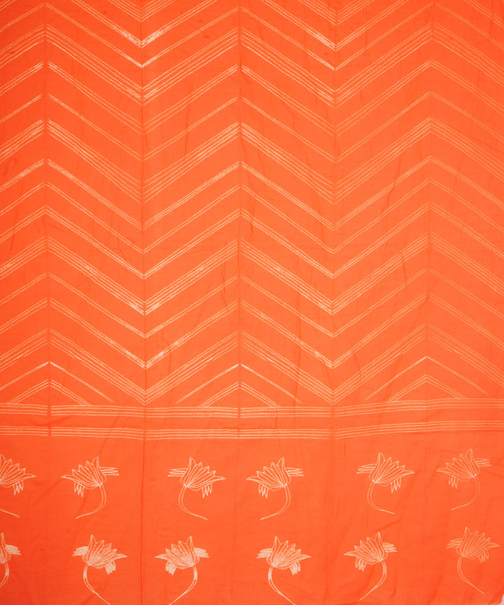 Orange handcrafted cotton shibori dupatta