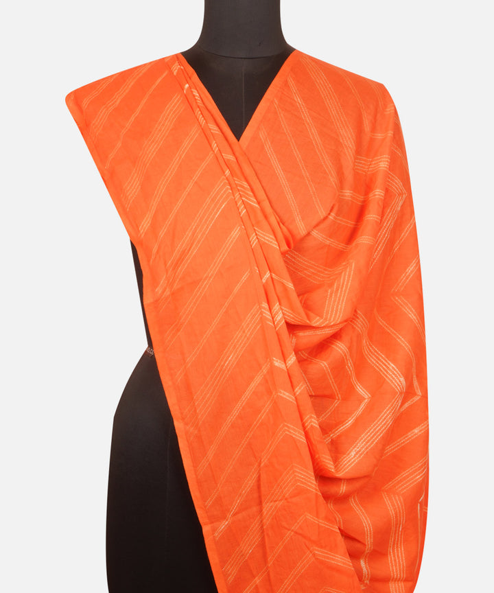 Orange handcrafted cotton shibori dupatta