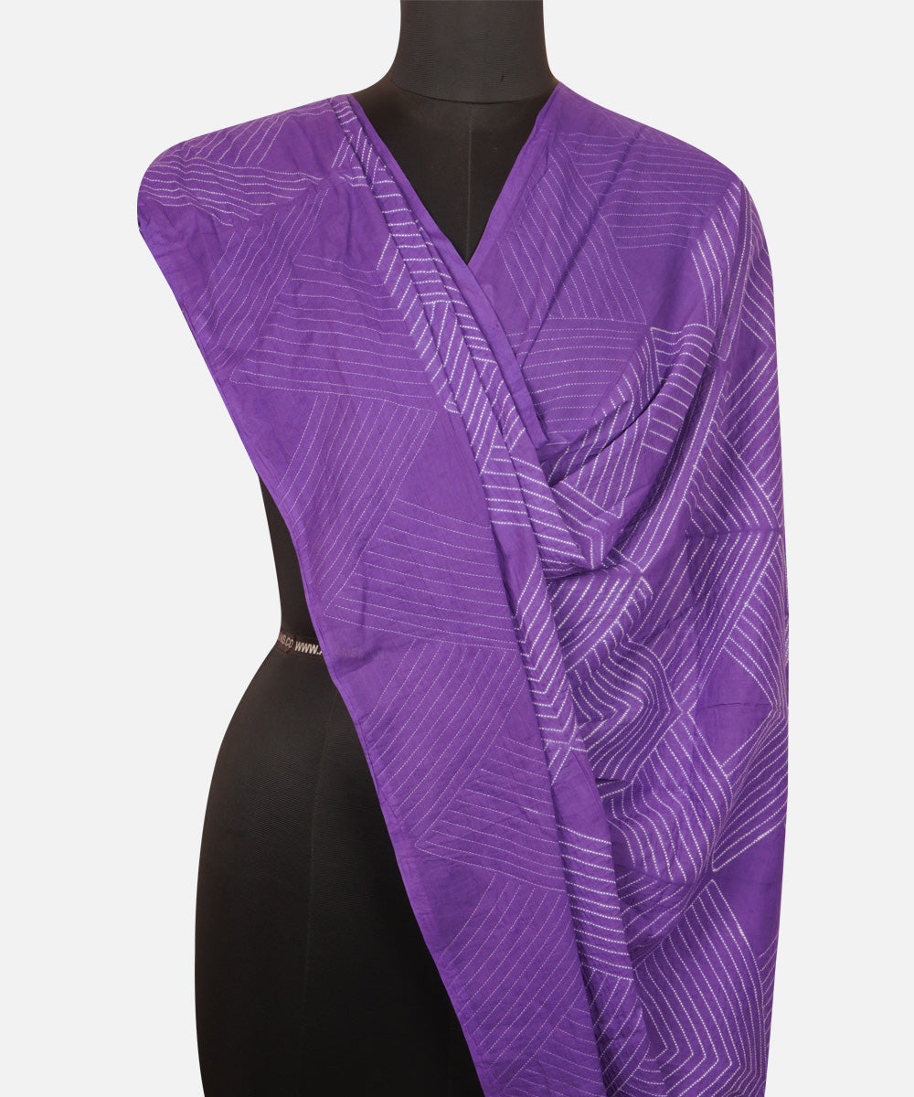 Purple handcrafted cotton shibori dupatta