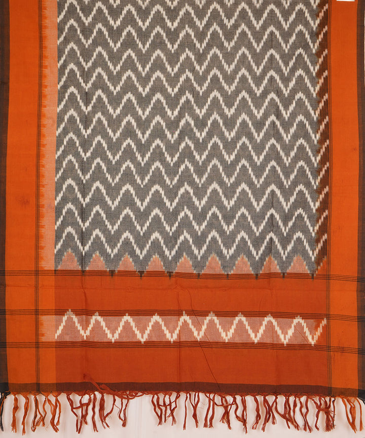 Grey orange handloom pochampally ikat cotton dupatta