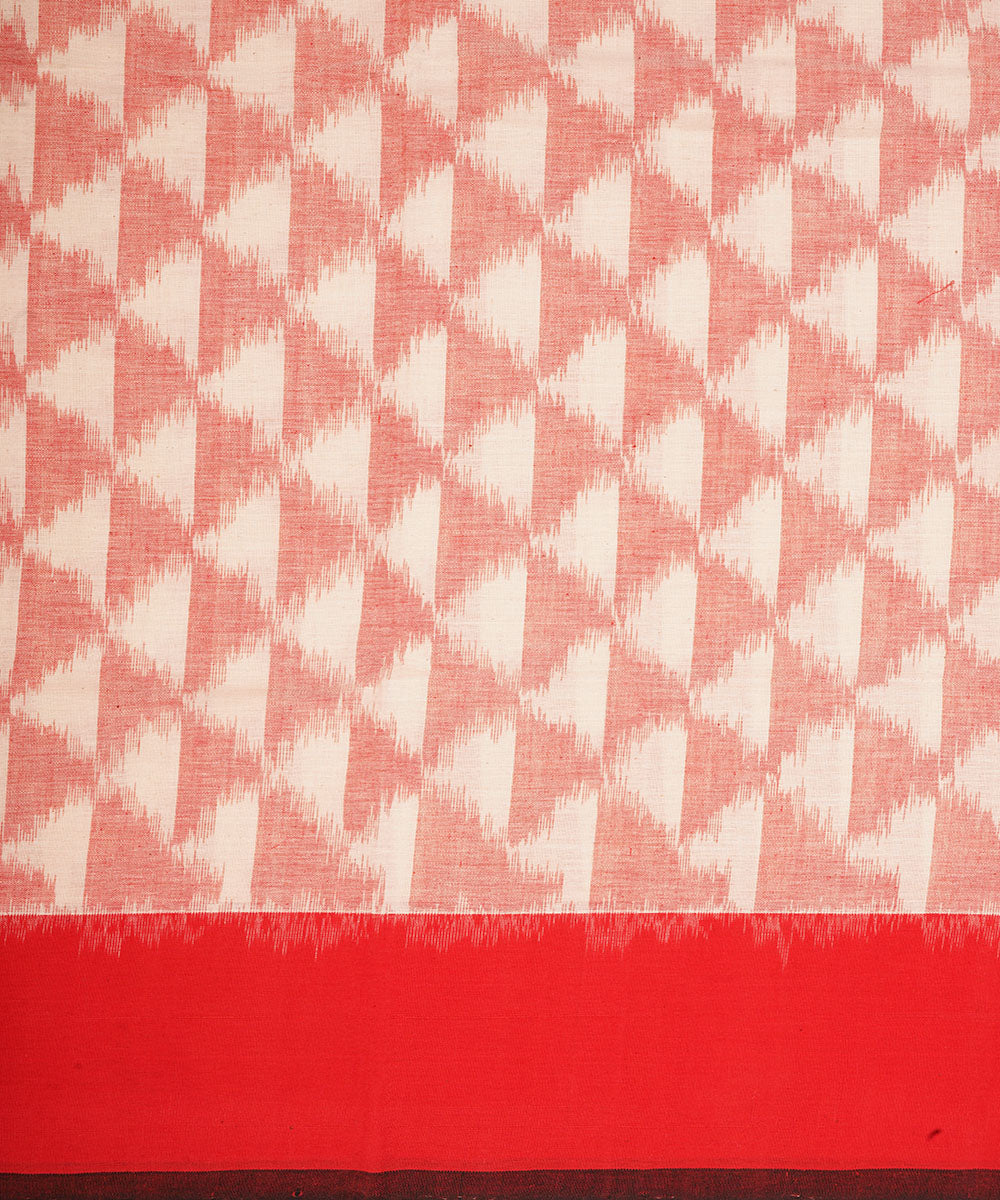 Offwhite red cotton handloom pochampally ikat dupatta