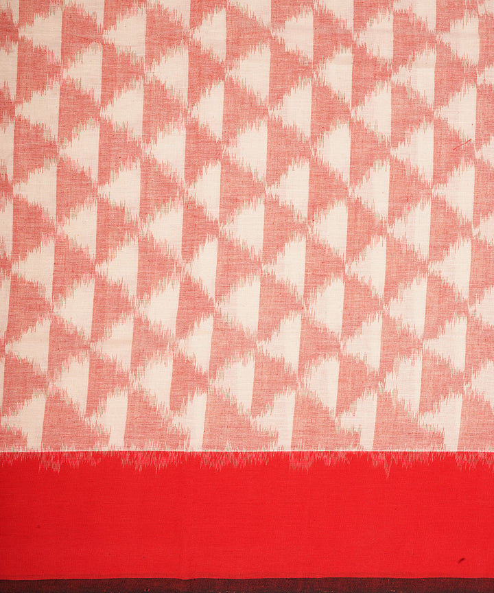 Offwhite red cotton handloom pochampally ikat dupatta