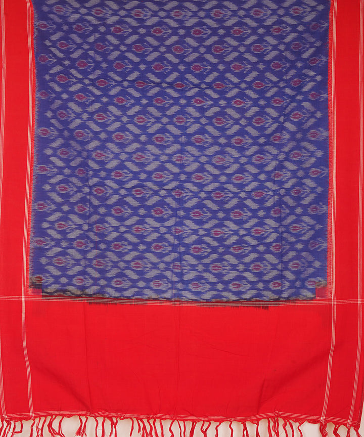 Navy blue red cotton handloom pochampally ikat dupatta