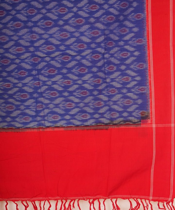 Navy blue red cotton handloom pochampally ikat dupatta