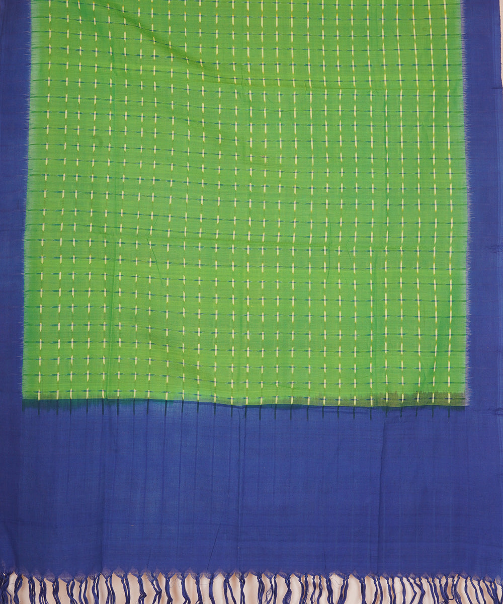 Light green blue cotton handloom pochampally ikat dupatta