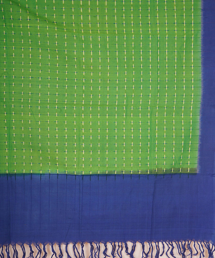 Light green blue cotton handloom pochampally ikat dupatta