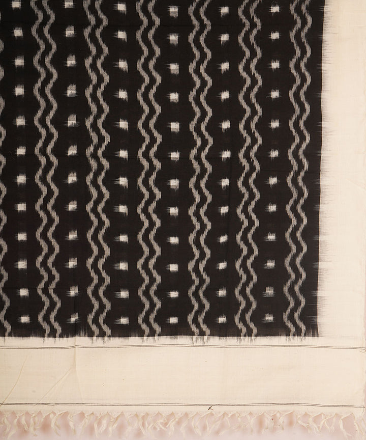 Black offwhite cotton handloom pochampally ikat dupatta