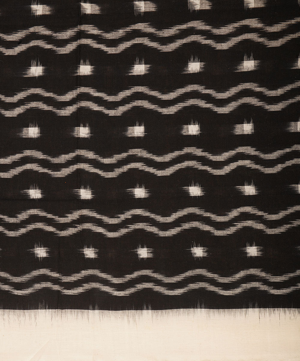 Black offwhite cotton handloom pochampally ikat dupatta