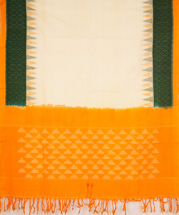 Offwhite yellow cotton handloom pochampally ikat dupatta