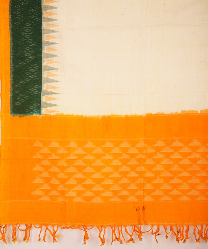 Offwhite yellow cotton handloom pochampally ikat dupatta