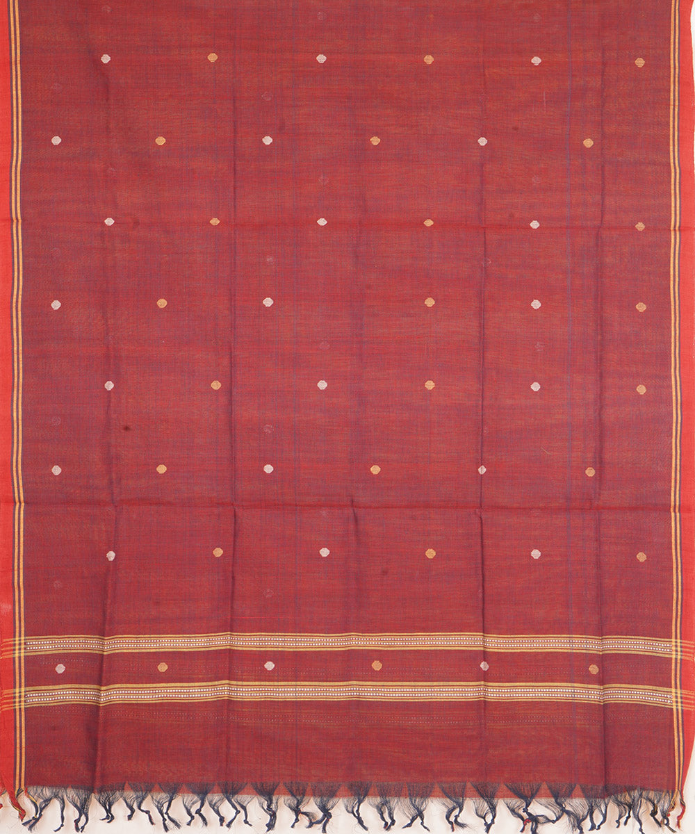 Brown natural dye handwoven srikakulam jamdani cotton dupatta