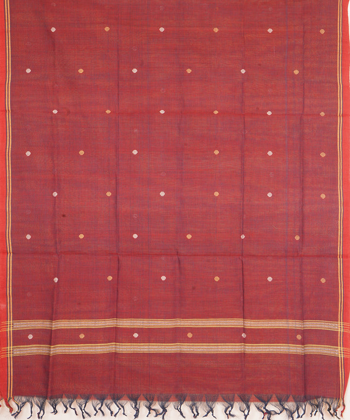 Brown natural dye handwoven srikakulam jamdani cotton dupatta