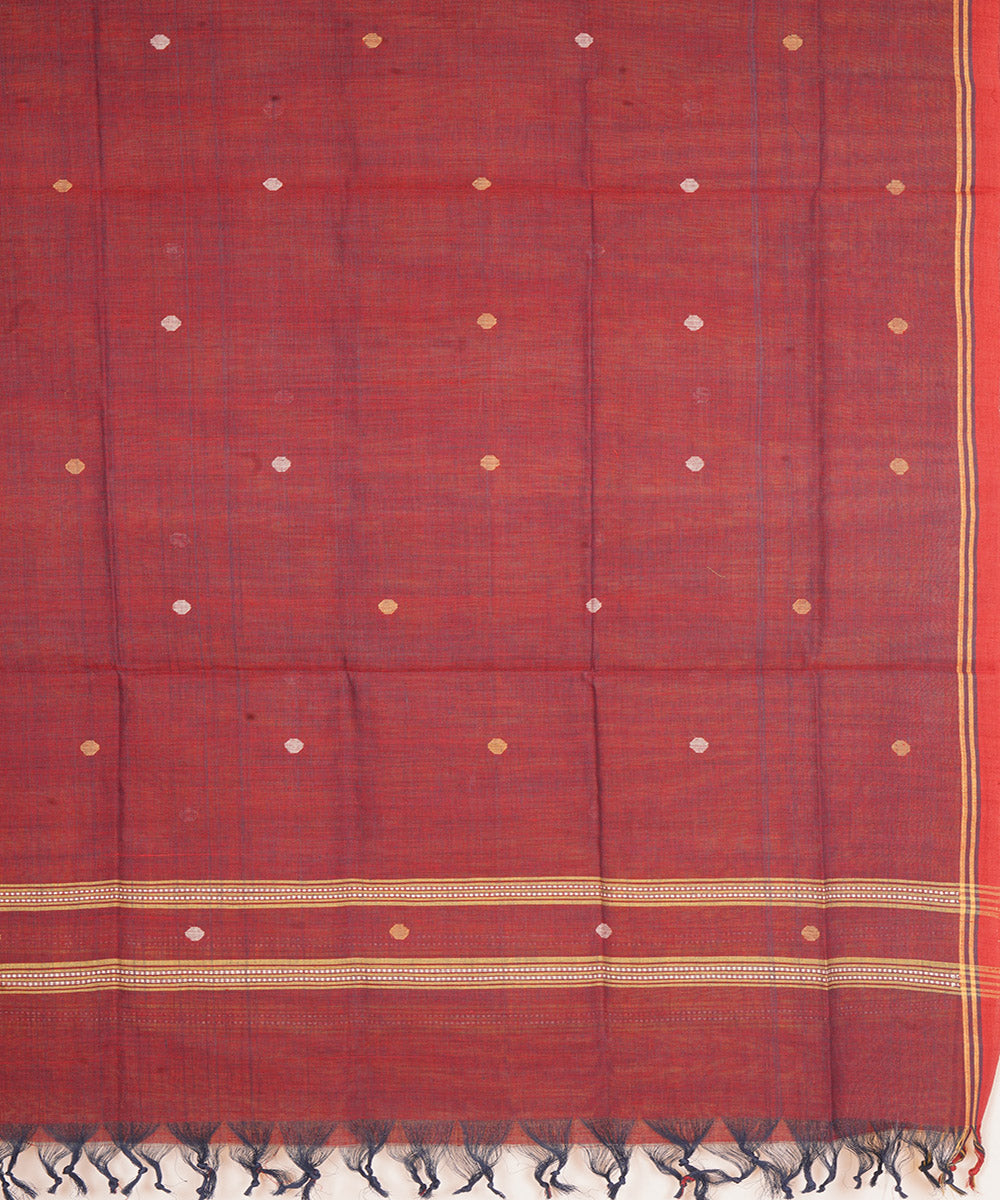 Brown natural dye handwoven srikakulam jamdani cotton dupatta