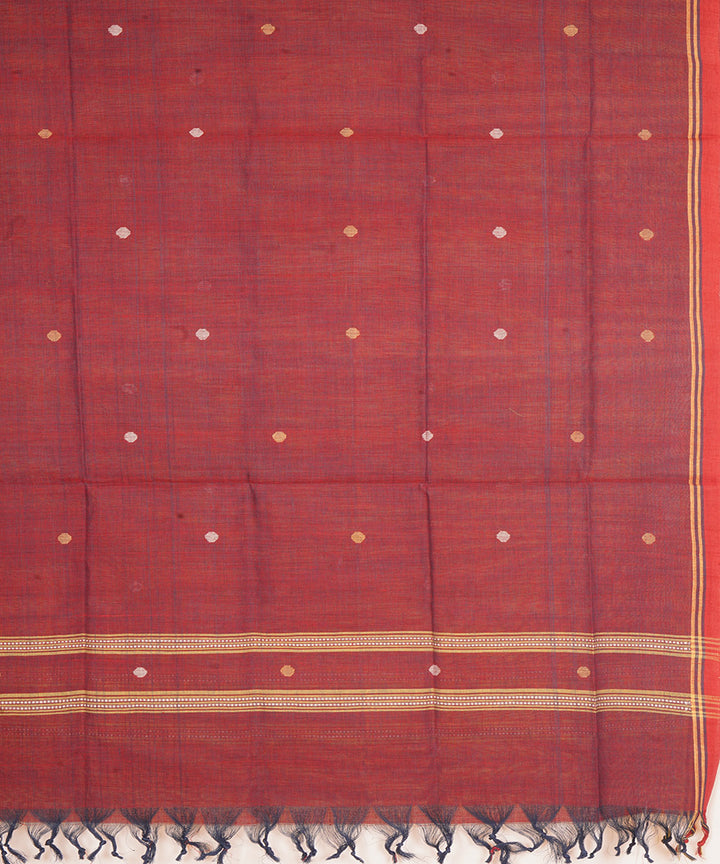 Brown natural dye handwoven srikakulam jamdani cotton dupatta