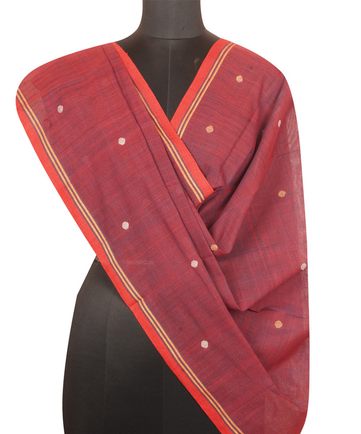 Brown natural dye handwoven srikakulam jamdani cotton dupatta