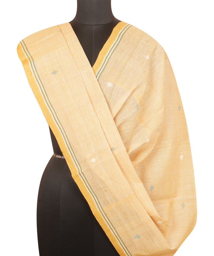 Offwhite natural dye cotton handwoven srikakulam jamdani dupatta