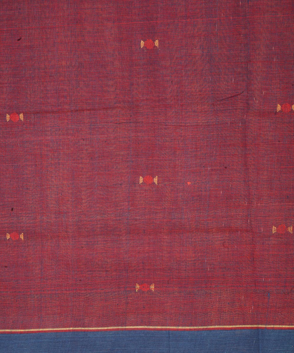 Maroon natural dye cotton handwoven srikakulam jamdani dupatta