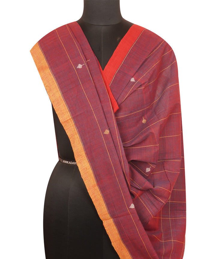 Maroon natural dyed cotton handwoven srikakulam jamdani dupatta