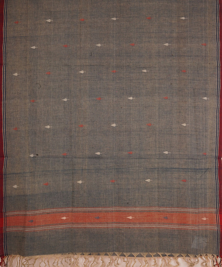 Grey natural dye cotton handwoven srikakulam jamdani dupatta
