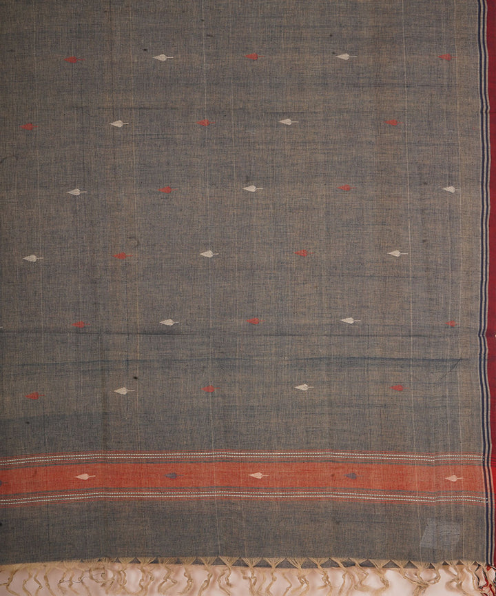 Grey natural dye cotton handwoven srikakulam jamdani dupatta