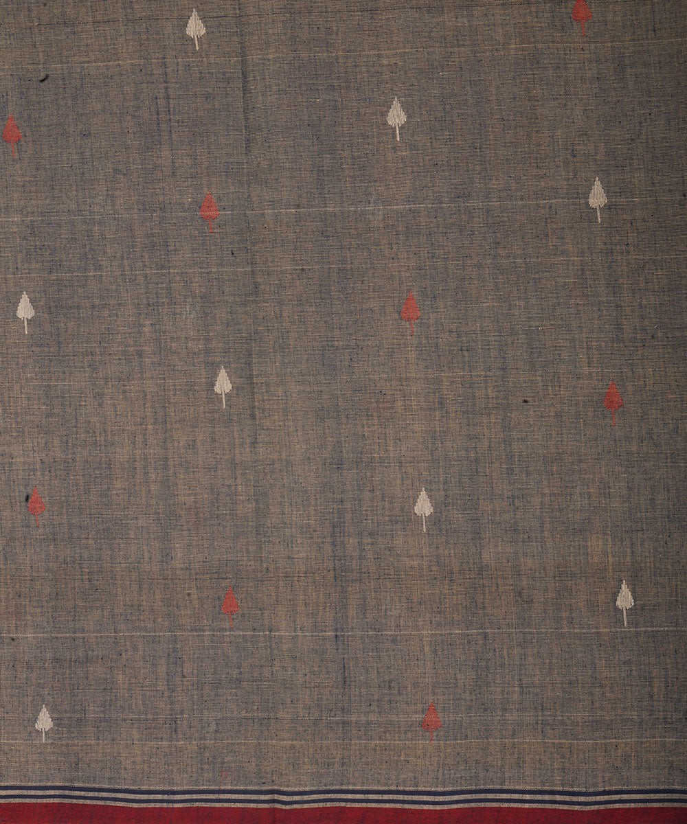 Grey natural dye cotton handwoven srikakulam jamdani dupatta