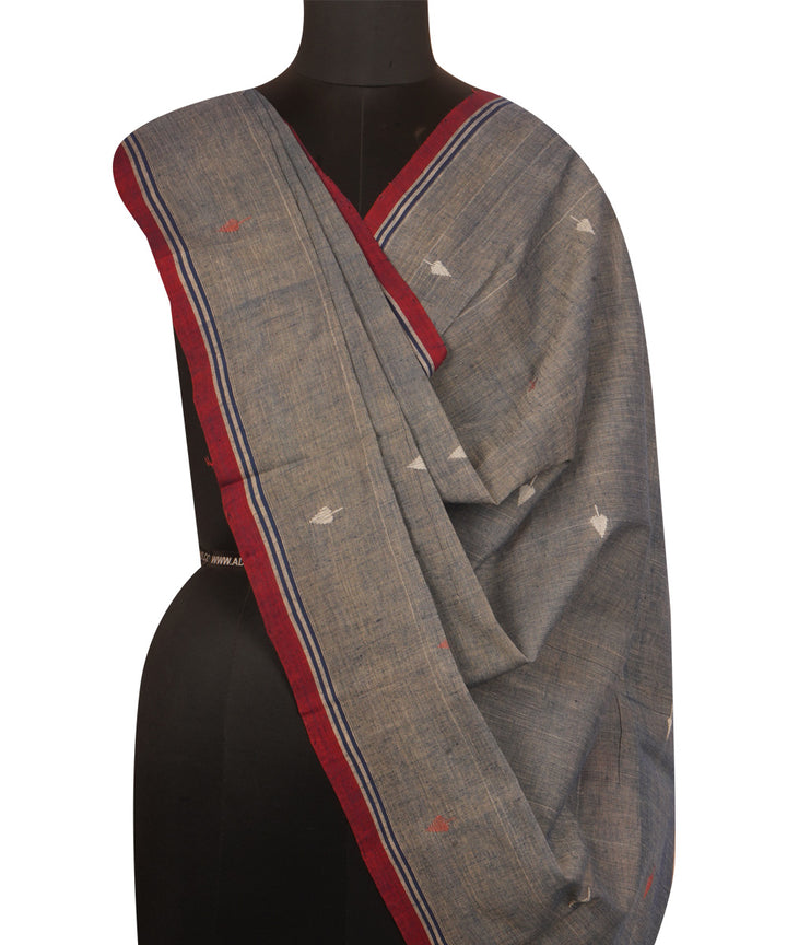 Grey natural dye cotton handwoven srikakulam jamdani dupatta