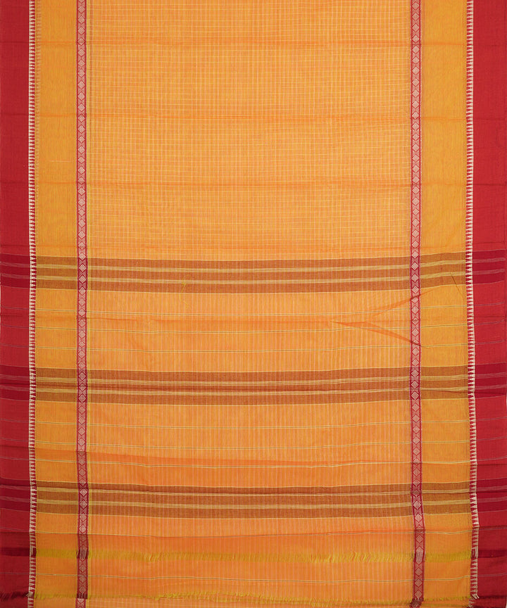 Sandy orange cotton narayanapet handwoven saree