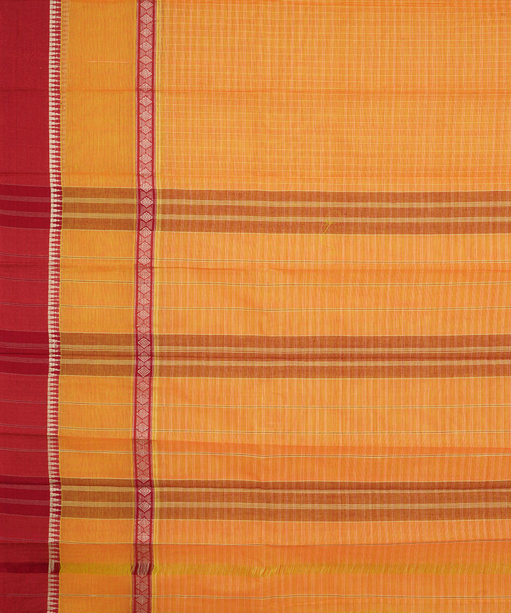 Sandy orange cotton narayanapet handwoven saree