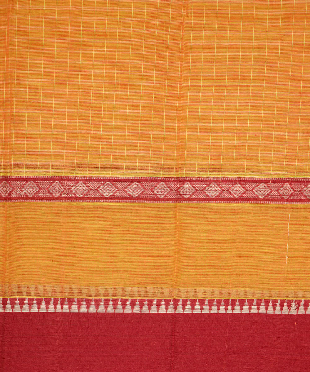 Sandy orange cotton narayanapet handwoven saree