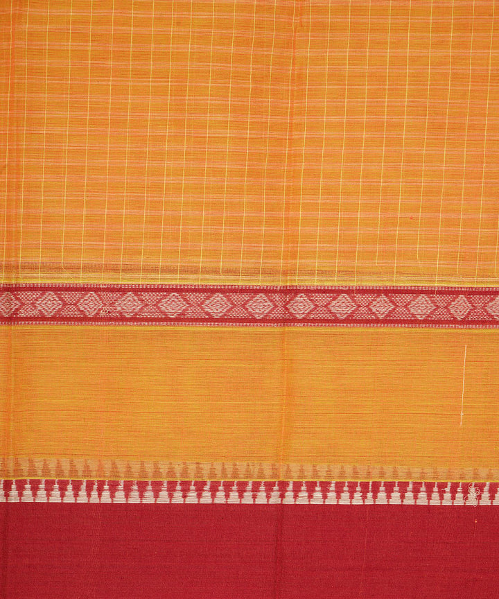 Sandy orange cotton narayanapet handwoven saree