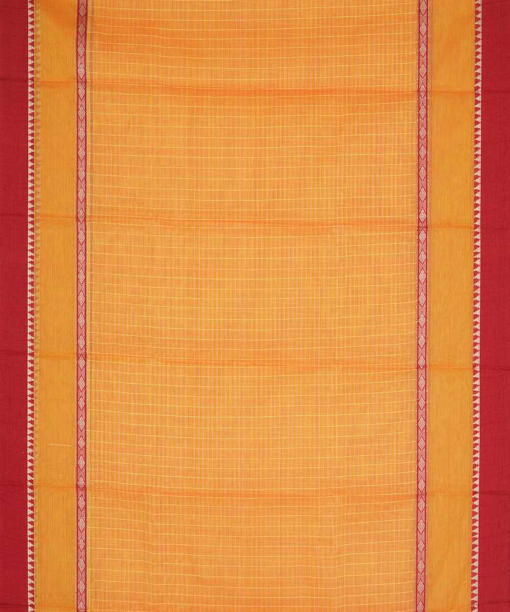 Sandy orange cotton narayanapet handwoven saree