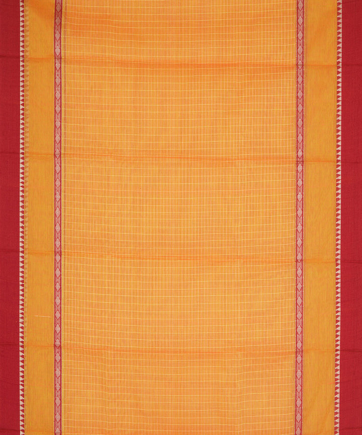 Sandy orange cotton narayanapet handwoven saree