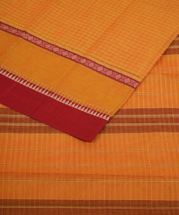 Sandy orange cotton narayanapet handwoven saree