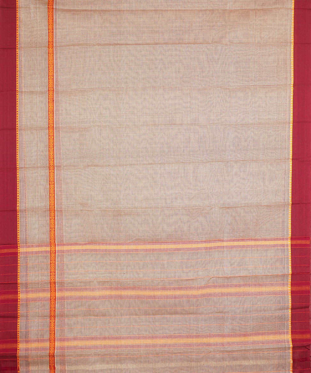 Grey with maroon border cotton narayanapet handwoven saree