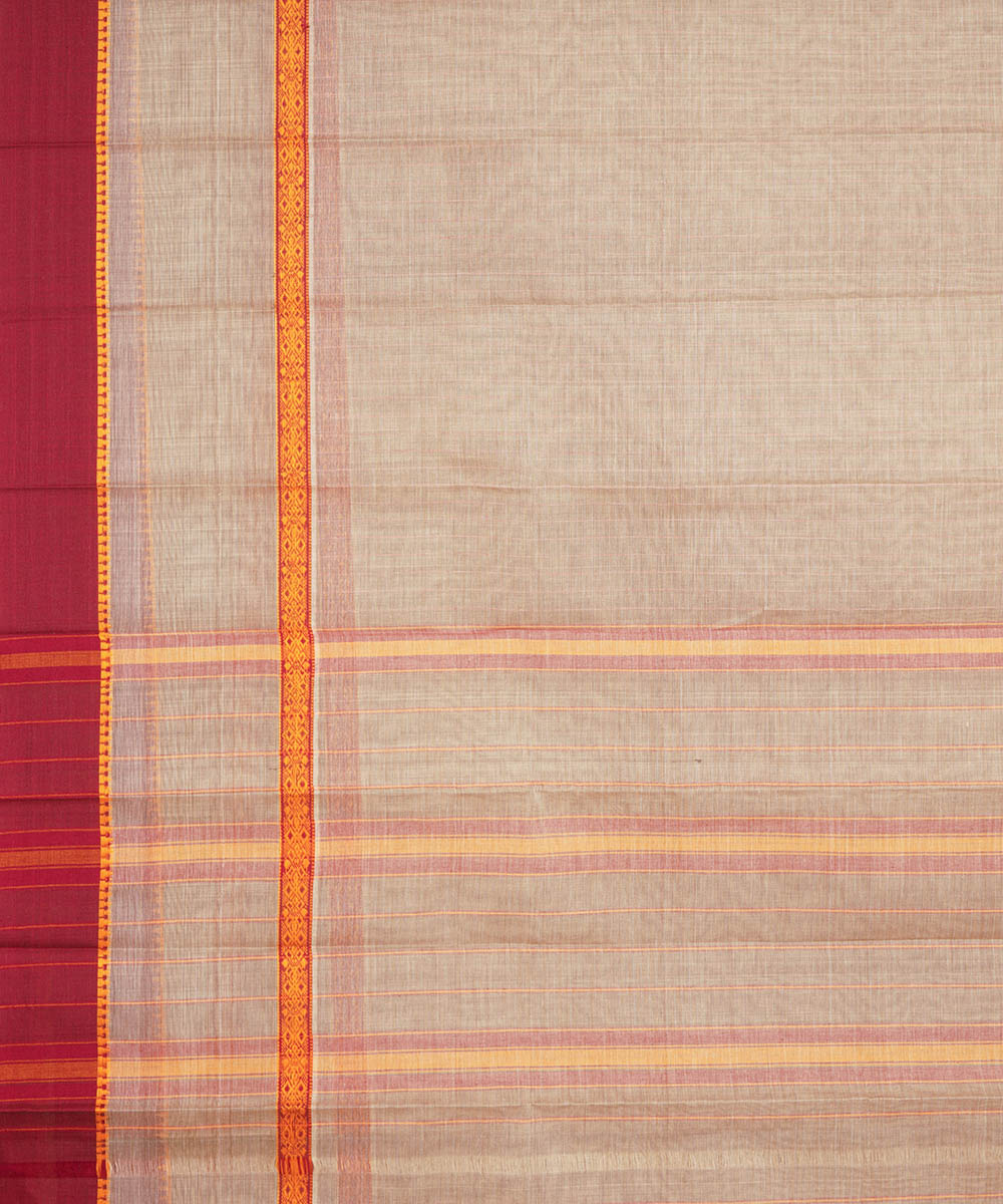 Grey with maroon border cotton narayanapet handwoven saree