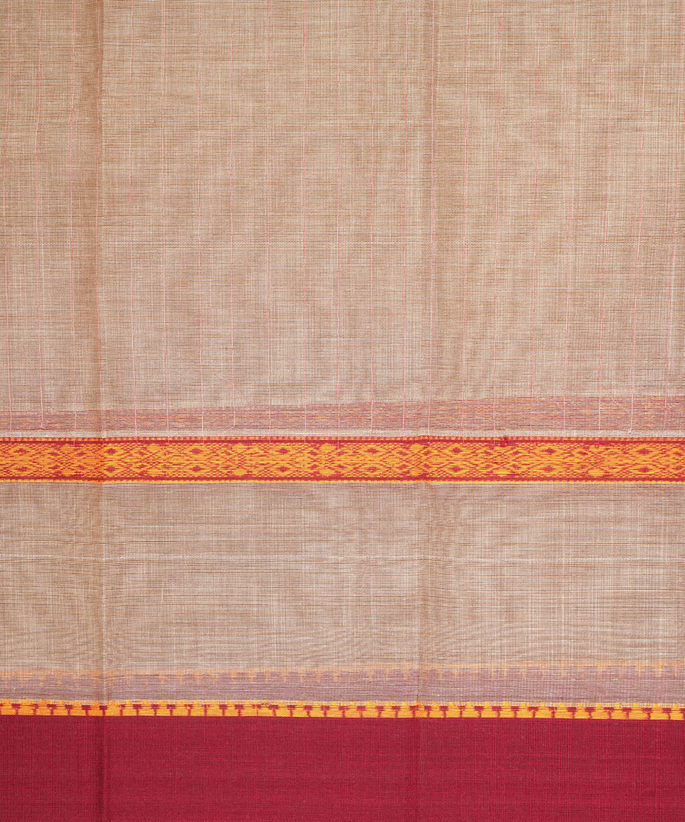 Grey with maroon border cotton narayanapet handwoven saree