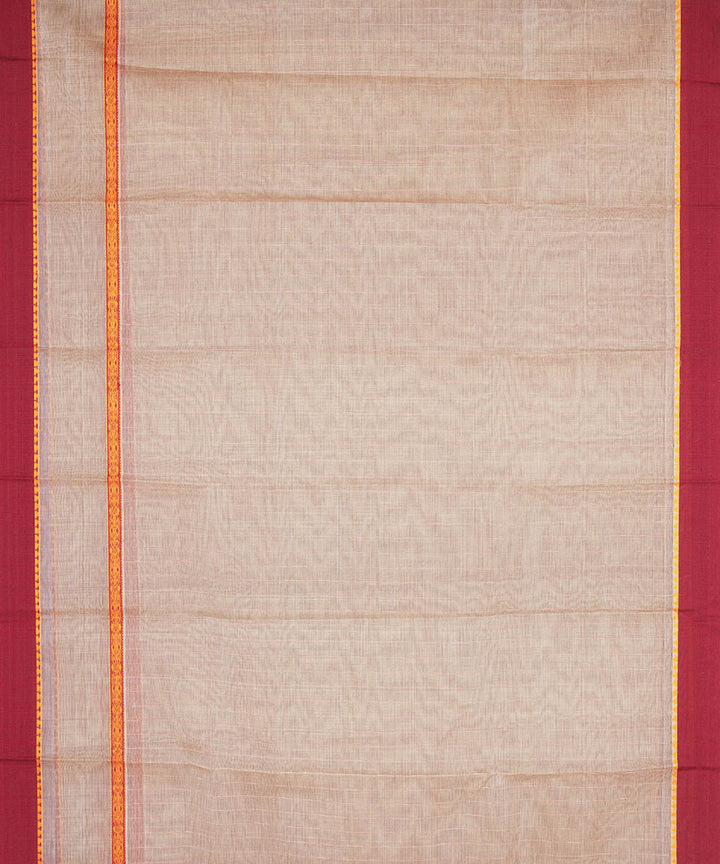 Grey with maroon border cotton narayanapet handwoven saree