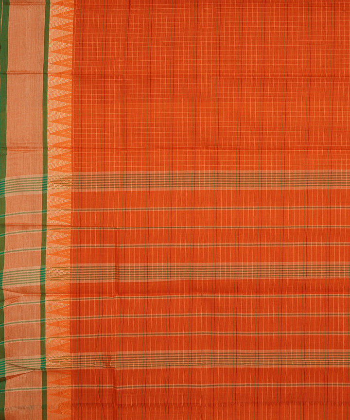 Orange checks cotton narayanapet handwoven saree