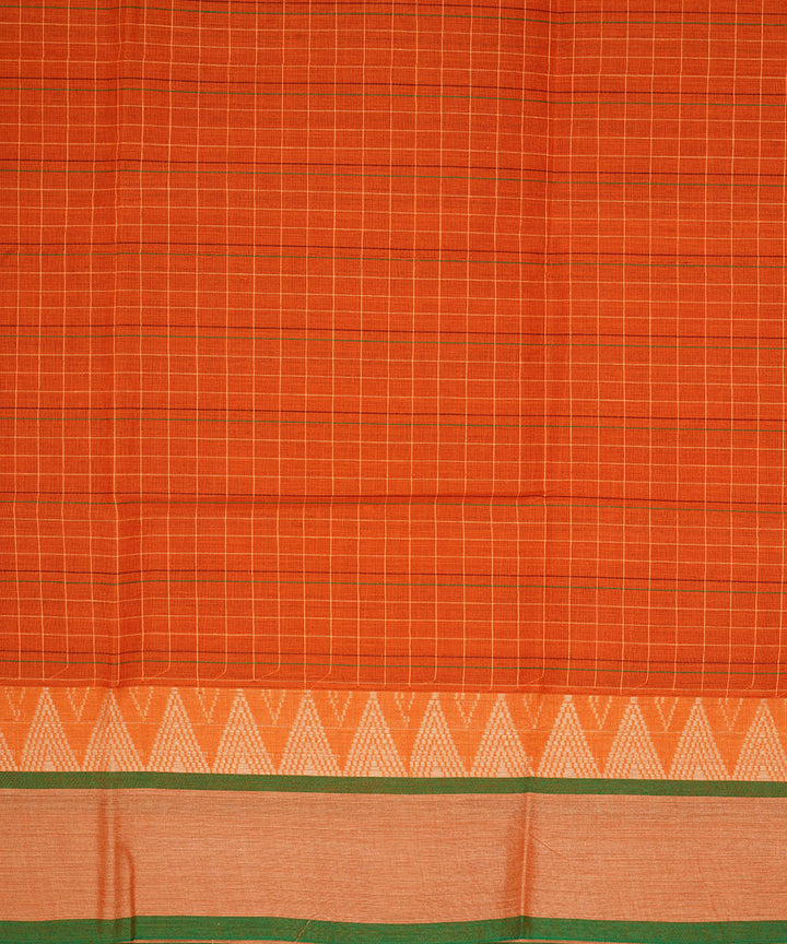 Orange checks cotton narayanapet handwoven saree