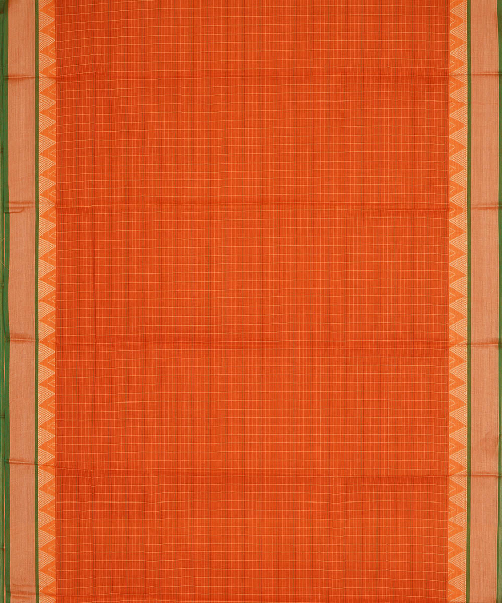 Orange checks cotton narayanapet handwoven saree