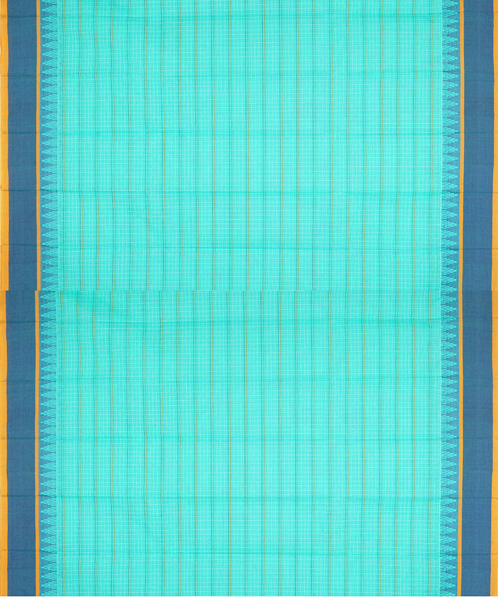 Sky blue checks cotton narayanapet handwoven saree