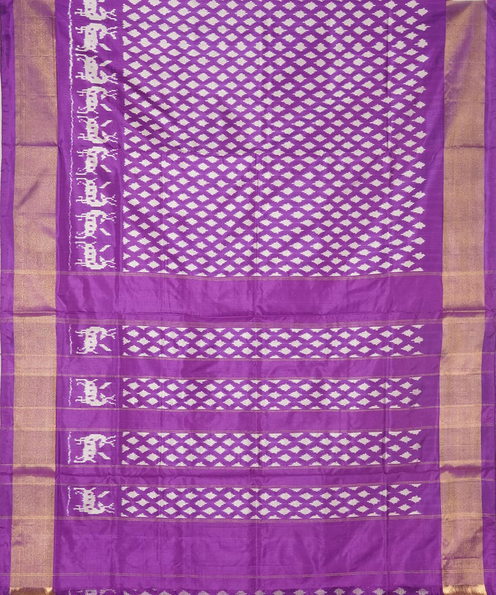 Purple zari border handwoven pochampally silk ikat saree