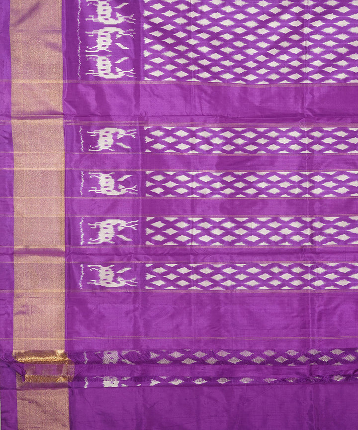 Purple zari border handwoven pochampally silk ikat saree