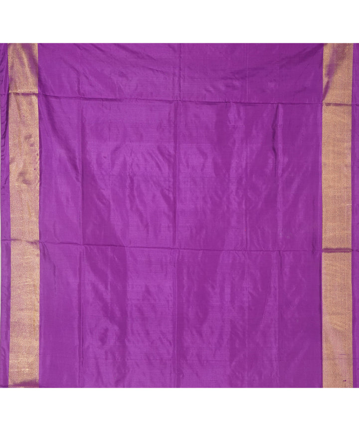 Purple zari border handwoven pochampally silk ikat saree