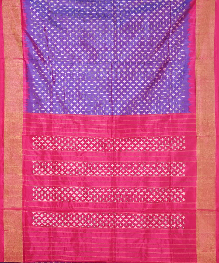 Navy blue pink silk handwoven pochampally silk saree